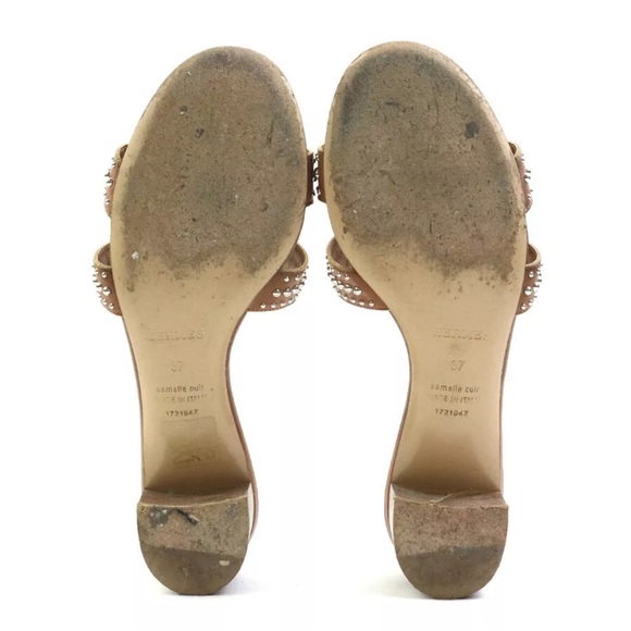 Authentic HERMES Sandals Brown Leather/Silvertone size 7 - Picture 4 of 9